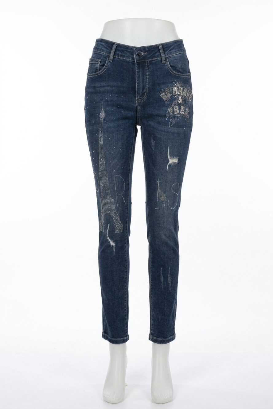 NEW FRANK LYMAN brooklyn be brave and free sparkle jean in denim blue